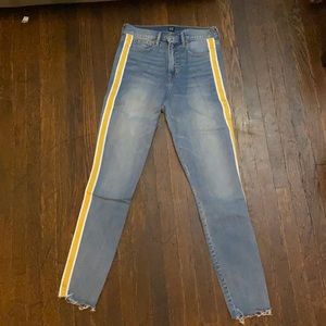 Jeans with yellow stripe down side